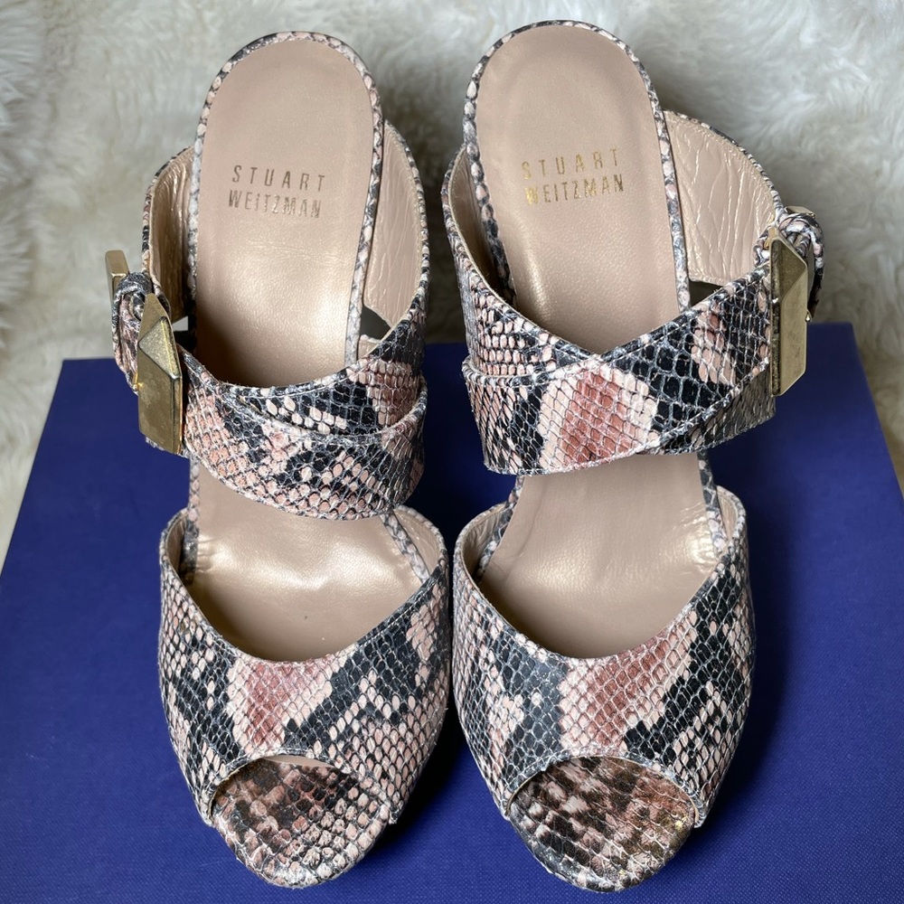 STUART WEITZMAN FUAX PYTHON HEELS